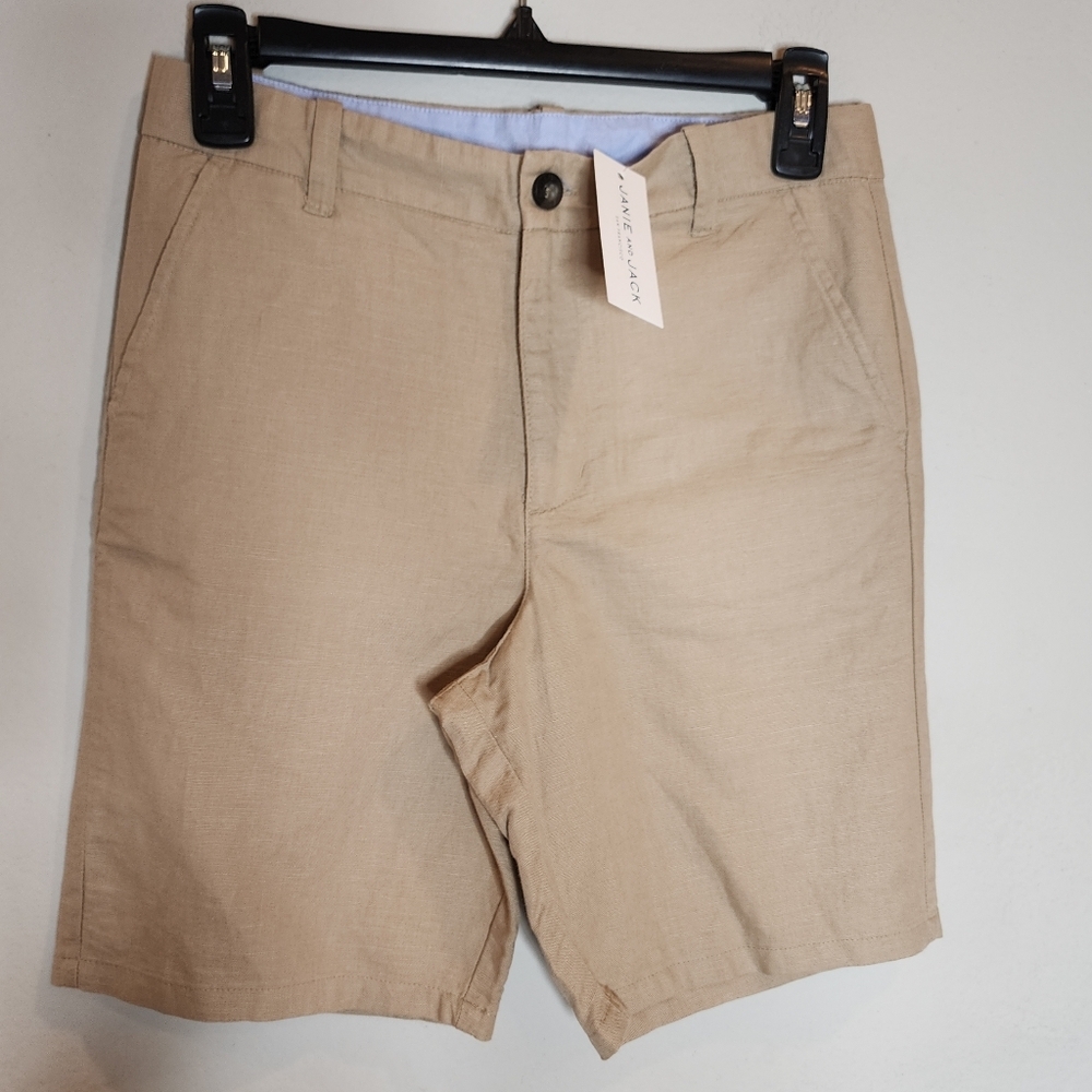 NWT Janie and Jack linen cotton khaki 7" shorts boys size 14